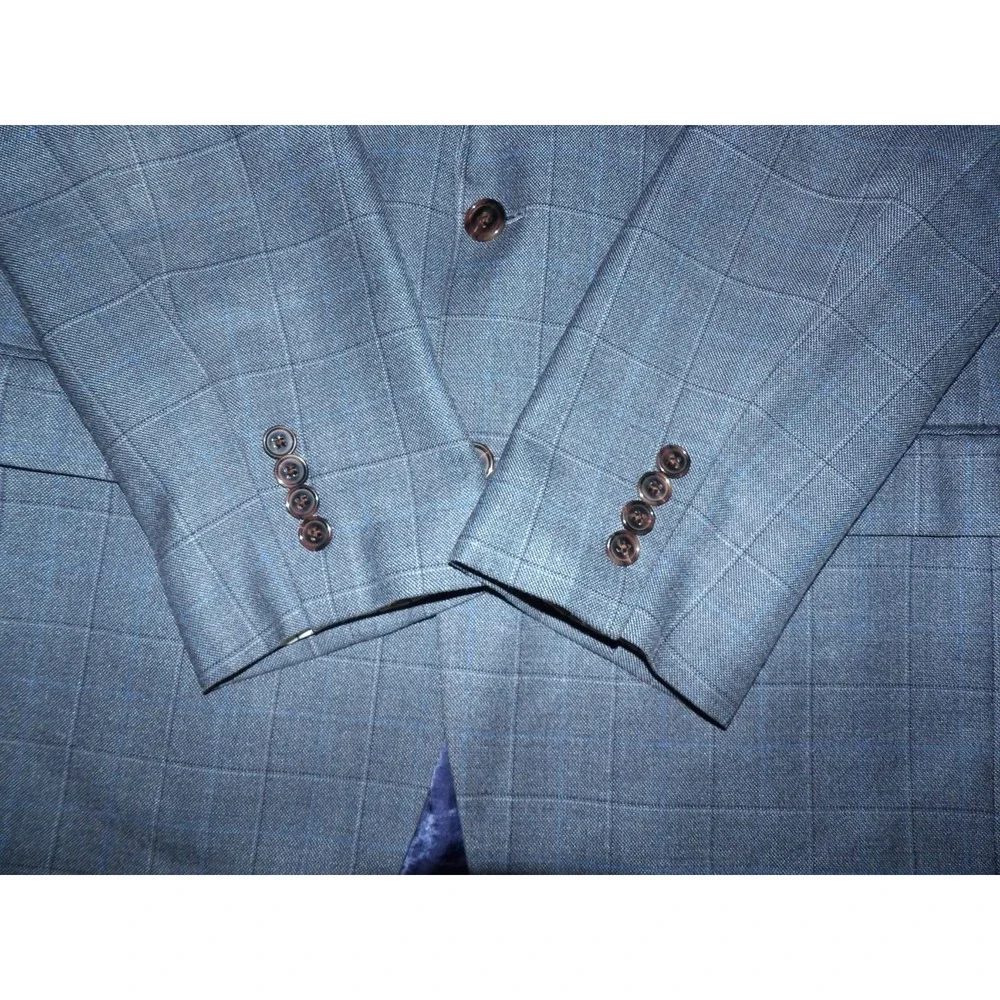 LAUREN Ralph Lauren Blue Plaid 2 Button Wool/Silk Blazer‎ Men's 42 Long